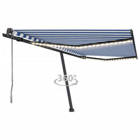 Tenda Automatica con Sensore Vento e LED 400x350 cm Blu Bianca 3069831