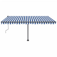 Tenda Automatica con Sensore Vento e LED 400x350 cm Blu Bianca 3069831