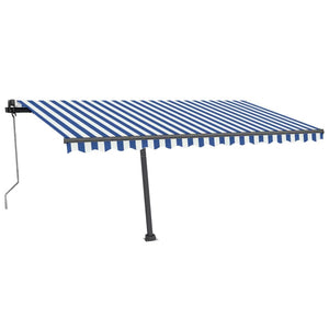 Tenda Automatica con Sensore Vento e LED 400x350 cm Blu Bianca 3069831