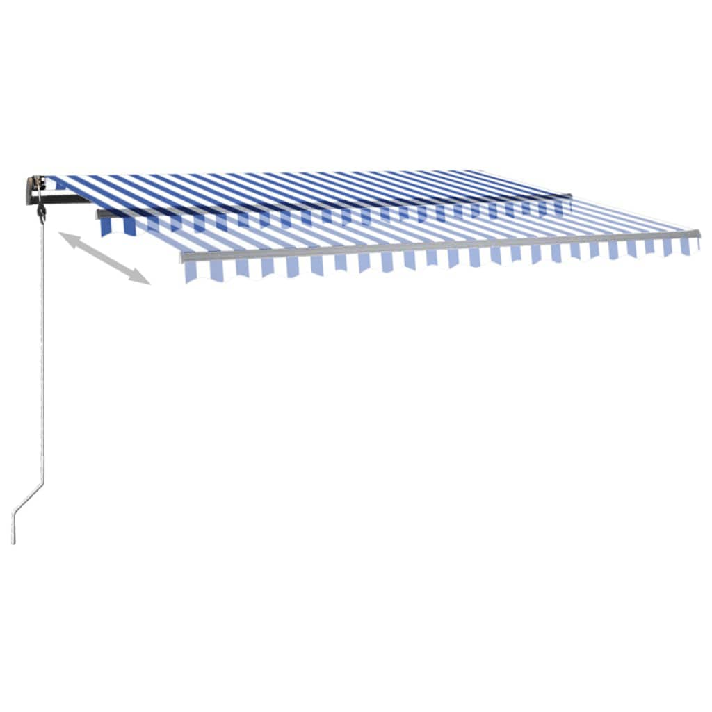 Tenda da Sole Retrattile Manuale con LED 450x350 cm Blu Bianco 3069841