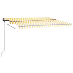 Tenda da Sole Retrattile Manuale LED 450x350 cm Gialla Bianca 3069843