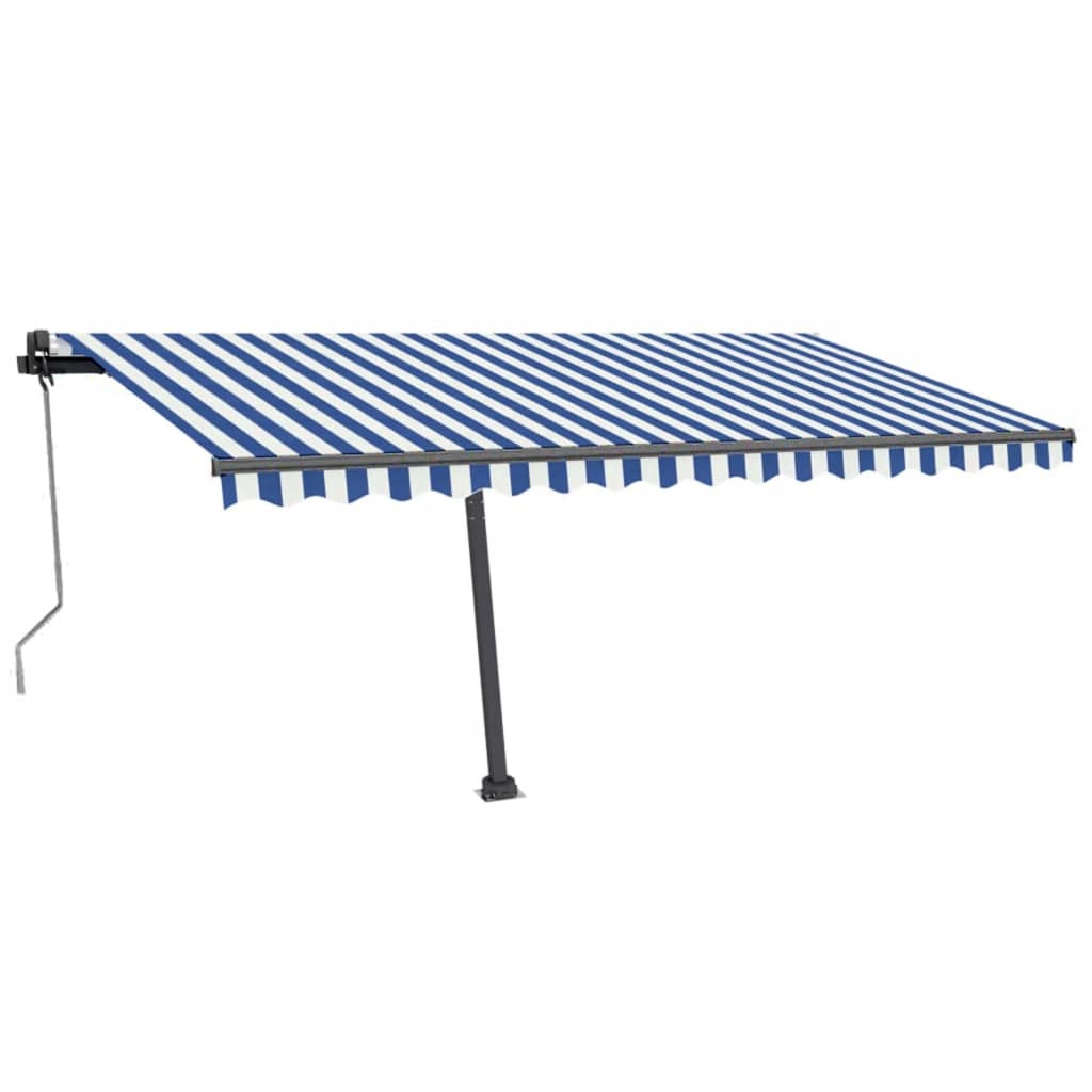 Tenda Automatica con Sensore Vento e LED 450x350 cm Blu Bianca 3069851