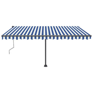 Tenda Automatica con Sensore Vento e LED 450x350 cm Blu Bianca 3069851