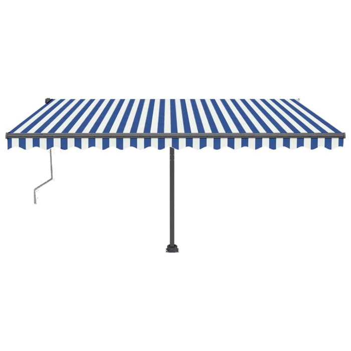 Tenda Automatica con Sensore Vento e LED 450x350 cm Blu Bianca 3069851