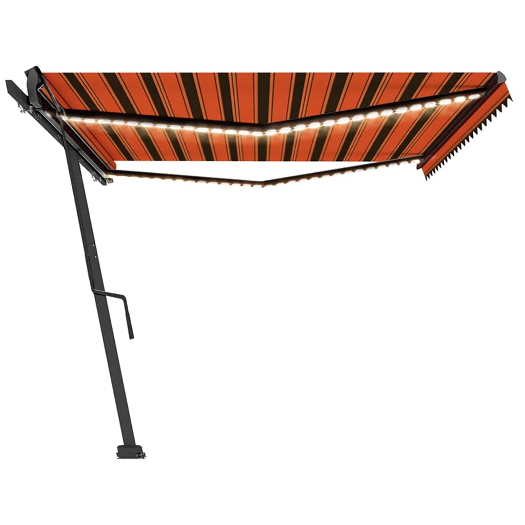 Tenda da Sole Retrattile Manuale LED 500x350 cm Arancio Marrone 3069865