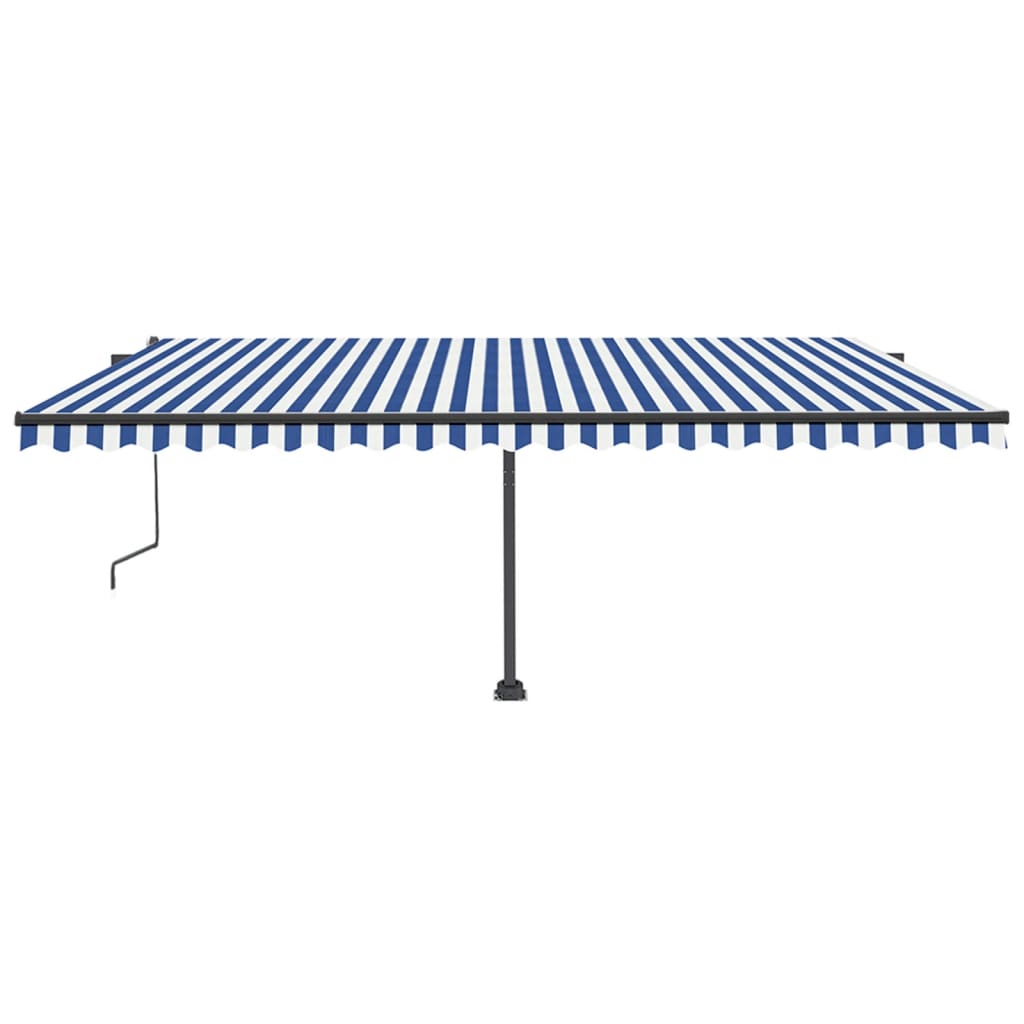 Tenda Automatica con Sensore Vento e LED 500x350 cm Blu Bianca 3069871