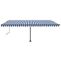 Tenda Automatica con Sensore Vento e LED 500x350 cm Blu Bianca 3069871