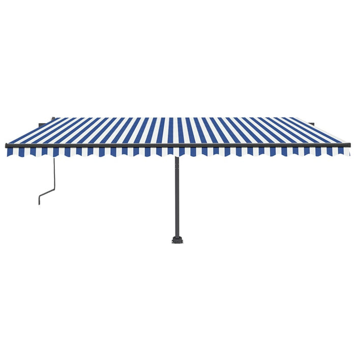 Tenda Automatica con Sensore Vento e LED 500x350 cm Blu Bianca 3069871