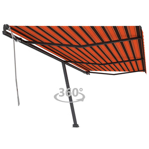 Tenda da Sole Retrattile Manuale 600x350 cm Arancione e Marrone cod mxl 39725