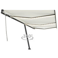 Tenda da Sole Retrattile Manuale con LED 600x350 cm Crema cod mxl 56845