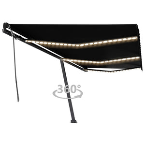 Tenda da Sole Retrattile Manuale con LED 600x350 cm Antracite 3069884