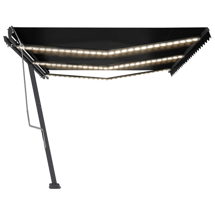 Tenda da Sole Retrattile Manuale con LED 600x350 cm Antracite 3069884