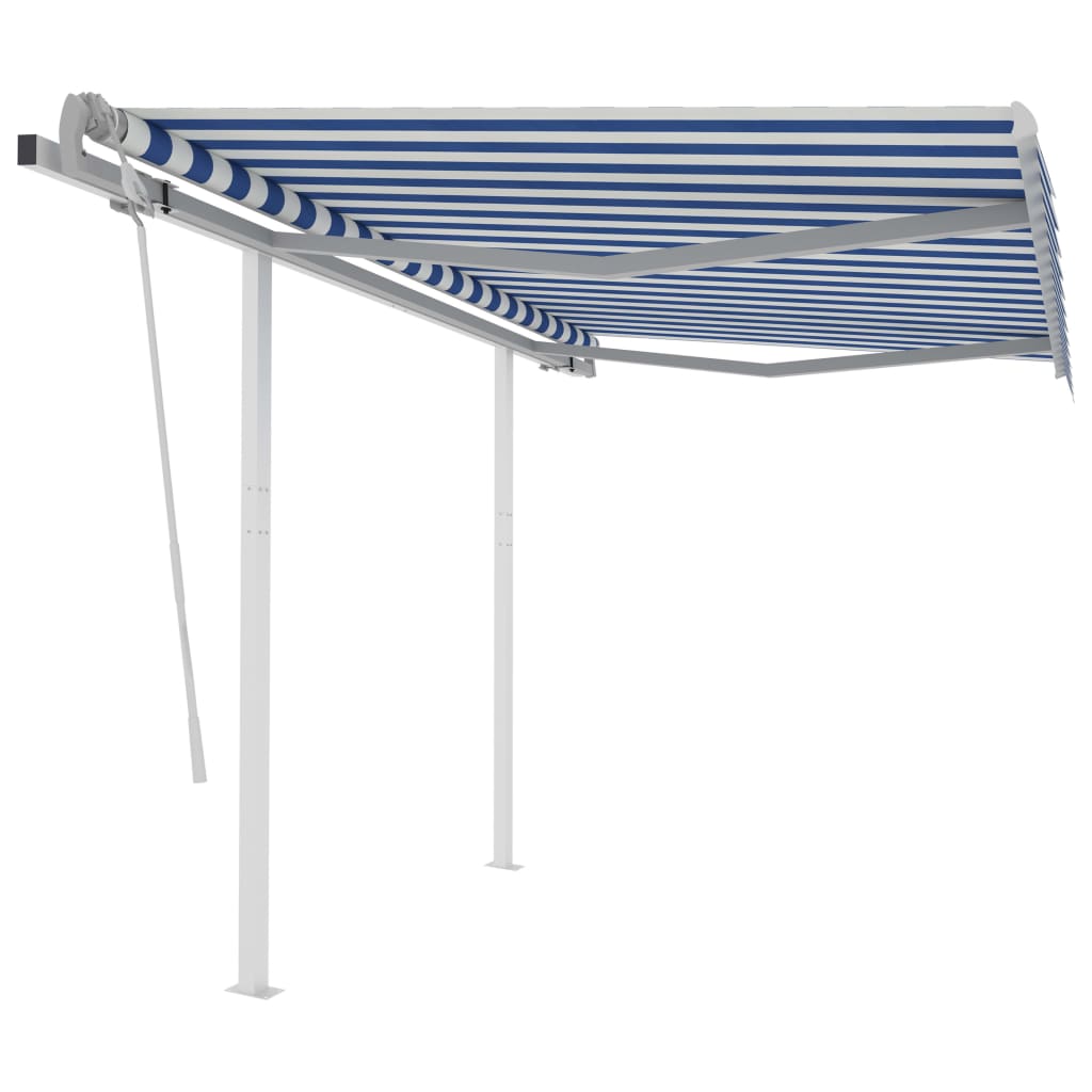 Tenda da Sole Retrattile Manuale con Pali 3x2,5 m Blu e Bianca cod mxl 43771