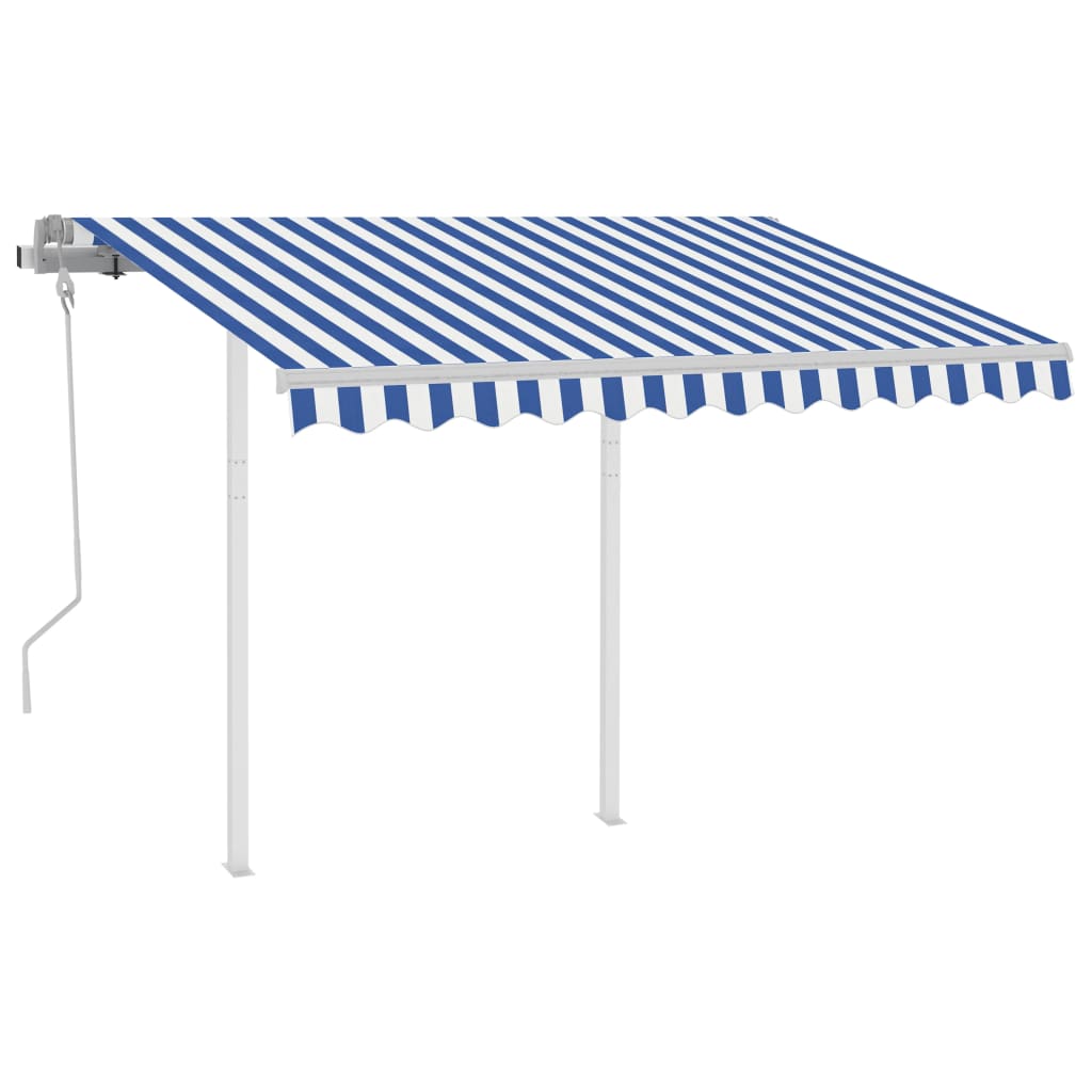 Tenda da Sole Retrattile Manuale con Pali 3x2,5 m Blu e Bianca cod mxl 43771