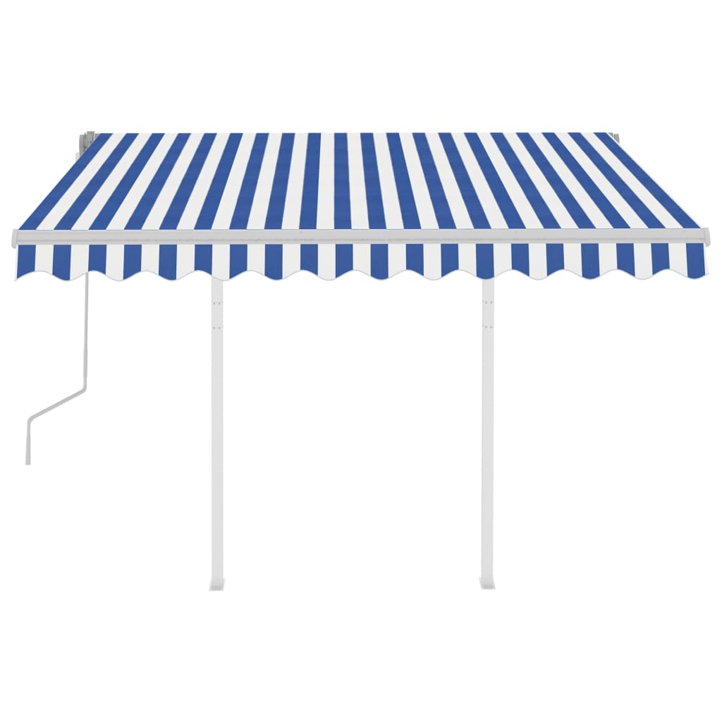 Tenda da Sole Retrattile Manuale con Pali 3x2,5 m Blu e Bianca cod mxl 43771