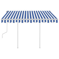 Tenda da Sole Retrattile Manuale con Pali 3x2,5 m Blu e Bianca cod mxl 43771