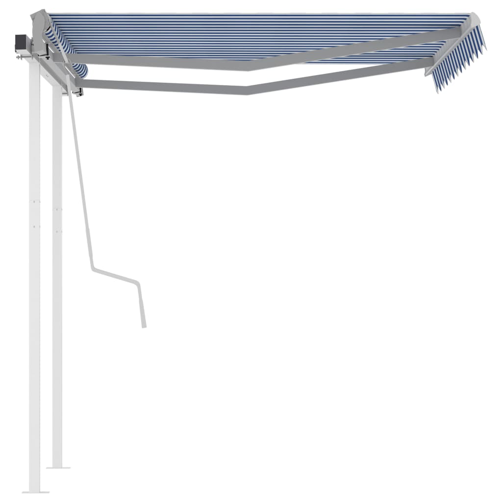 Tenda da Sole Retrattile Manuale con Pali 3x2,5 m Blu e Bianca cod mxl 43771