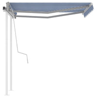 Tenda da Sole Retrattile Manuale con Pali 3x2,5 m Blu e Bianca cod mxl 43771