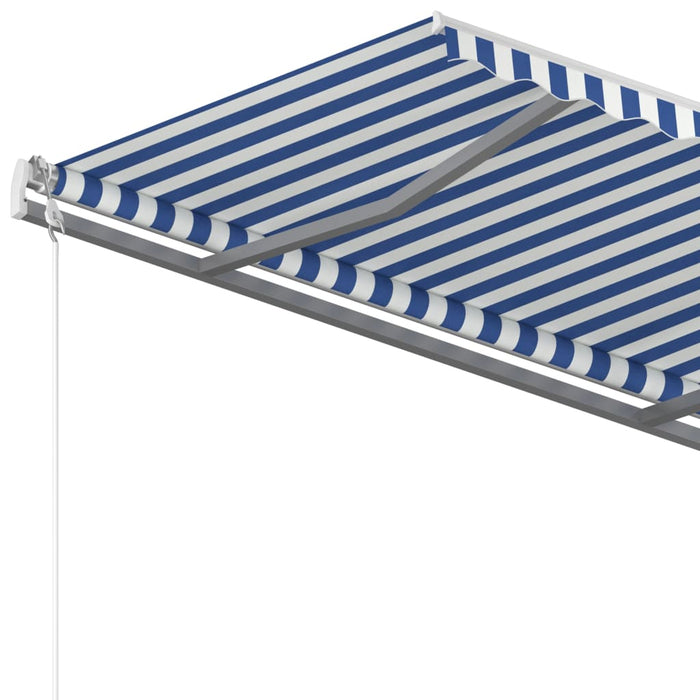 Tenda da Sole Retrattile Manuale con Pali 3x2,5 m Blu e Bianca cod mxl 43771