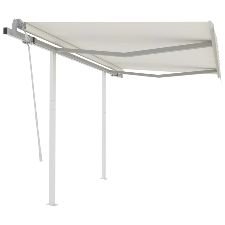 Tenda da Sole Retrattile Manuale con Pali 3x2,5 m Crema cod mxl 54882