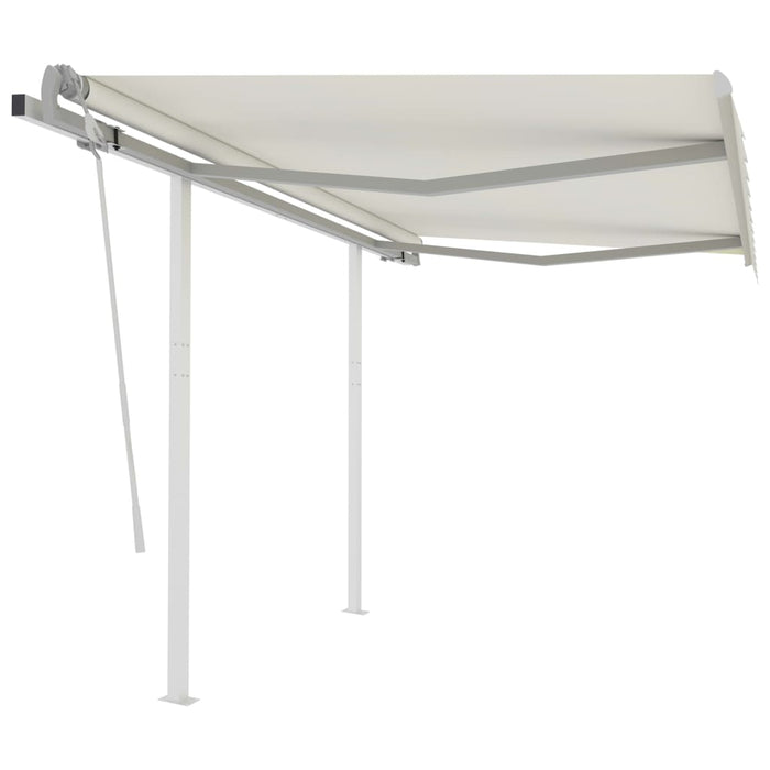 Tenda da Sole Retrattile Manuale con Pali 3x2,5 m Crema 3069897