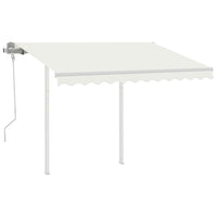 Tenda da Sole Retrattile Manuale con Pali 3x2,5 m Crema 3069897