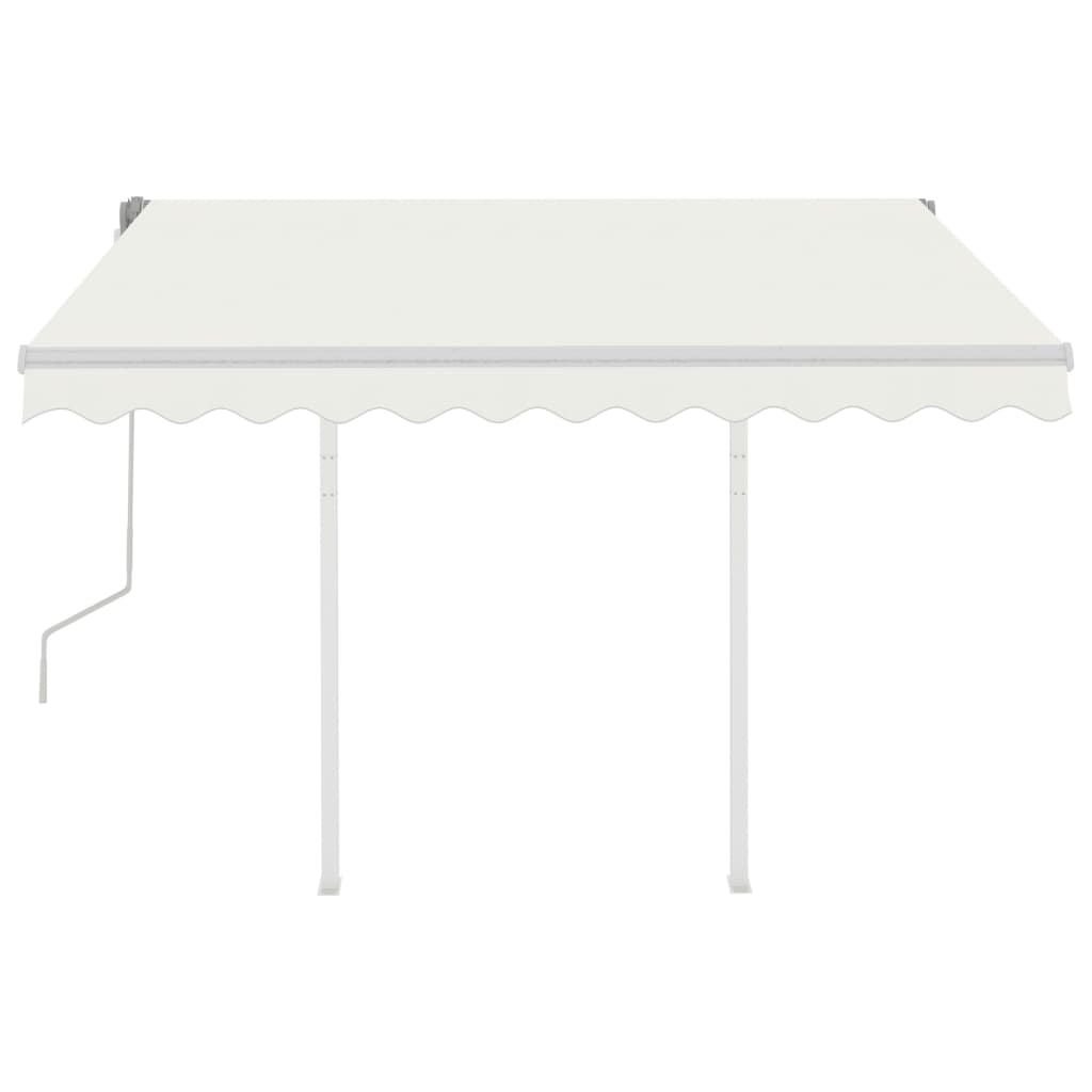 Tenda da Sole Retrattile Manuale con Pali 3x2,5 m Crema 3069897