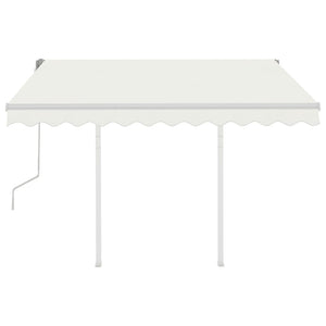 Tenda da Sole Retrattile Manuale con Pali 3x2,5 m Crema 3069897