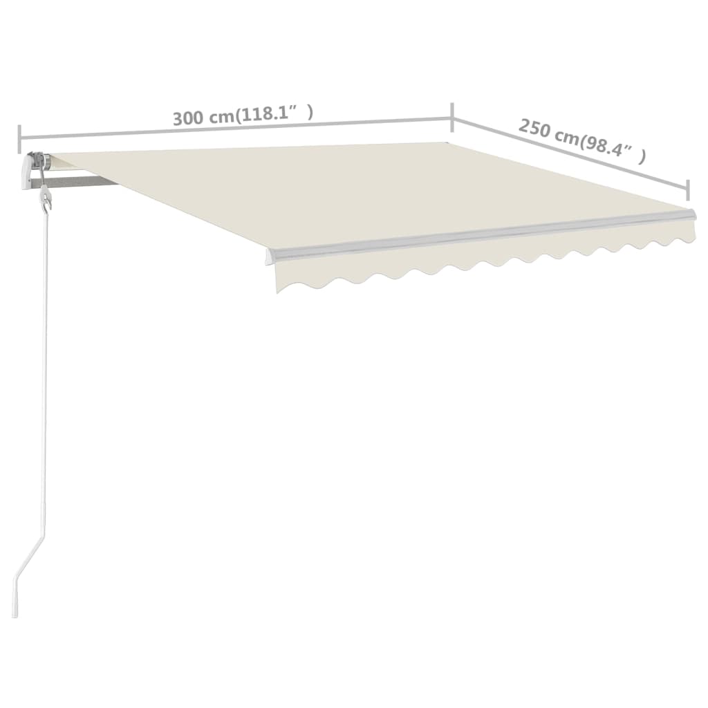 Tenda da Sole Retrattile Manuale con Pali 3x2,5 m Crema cod mxl 54882