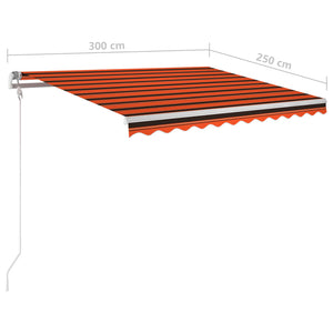 Tenda da Sole Retrattile Manuale Pali 3x2,5 m Arancio Marrone cod mxl 43857