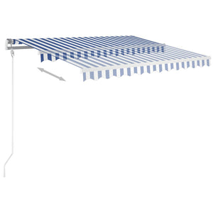 Tenda da Sole Retrattile Manuale con LED 3x2,5 m Blu e Bianca cod mxl 43797