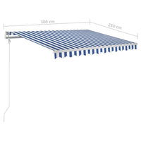 Tenda da Sole Retrattile Manuale con LED 3x2,5 m Blu e Bianca cod mxl 43797