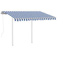 Tenda da Sole Retrattile Automatica con Pali 3x2,5m Blu Bianca 3069906