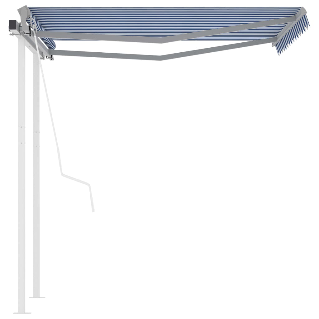 Tenda da Sole Retrattile Automatica con Pali 3x2,5m Blu Bianca 3069906