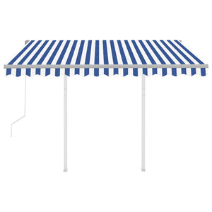 Tenda da Sole Retrattile Automatica con Pali 3x2,5m Blu Bianca 3069906