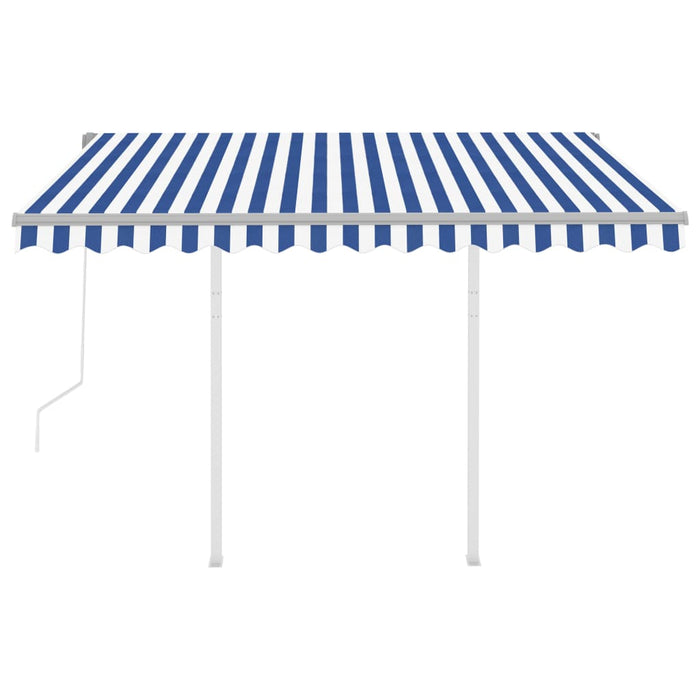 Tenda da Sole Retrattile Automatica con Pali 3x2,5m Blu Bianca 3069906