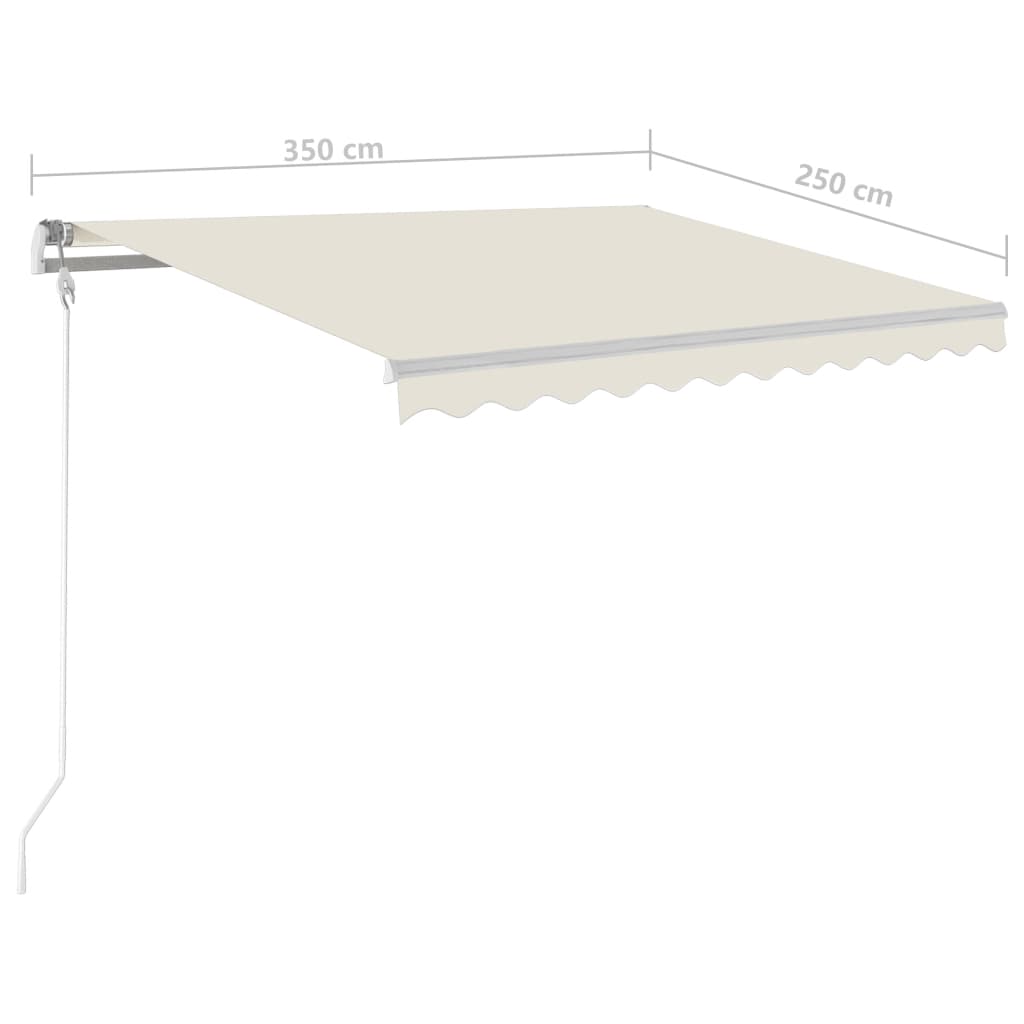 Tenda da Sole Retrattile Manuale con Pali 3,5x2,5 m Crema cod mxl 54864