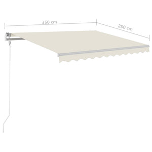 Tenda da Sole Retrattile Manuale con Pali 3,5x2,5 m Crema cod mxl 54864