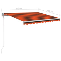 Tenda Retrattile Manuale con Pali 3,5x2,5m Arancio e Marrone cod mxl 68333