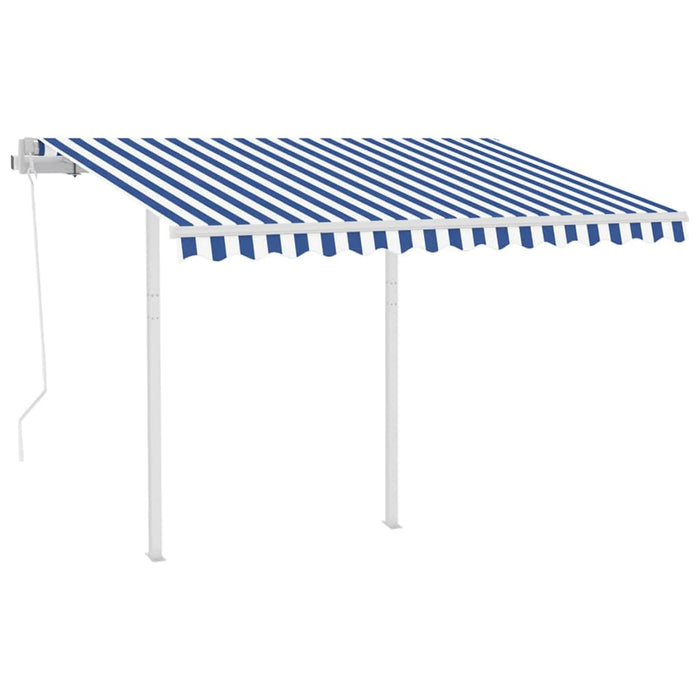 Tenda da Sole Retrattile Automatica Pali 3,5x2,5 m Blu e Bianca cod mxl 43723