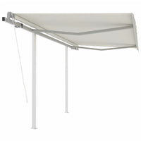 Tenda da Sole Retrattile Automatica con Pali 3,5x2,5 m Crema 3069927