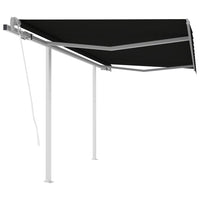 Tenda da Sole Retrattile Automatica con Pali 3,5x2,5m Antracite cod mxl 43786