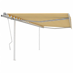 Tenda da Sole Retrattile Manuale con Pali 4x3m Gialla e Bianca 3069938