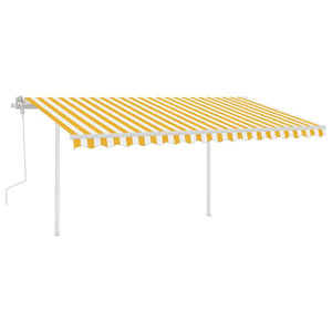 Tenda da Sole Retrattile Manuale con Pali 4x3m Gialla e Bianca 3069938