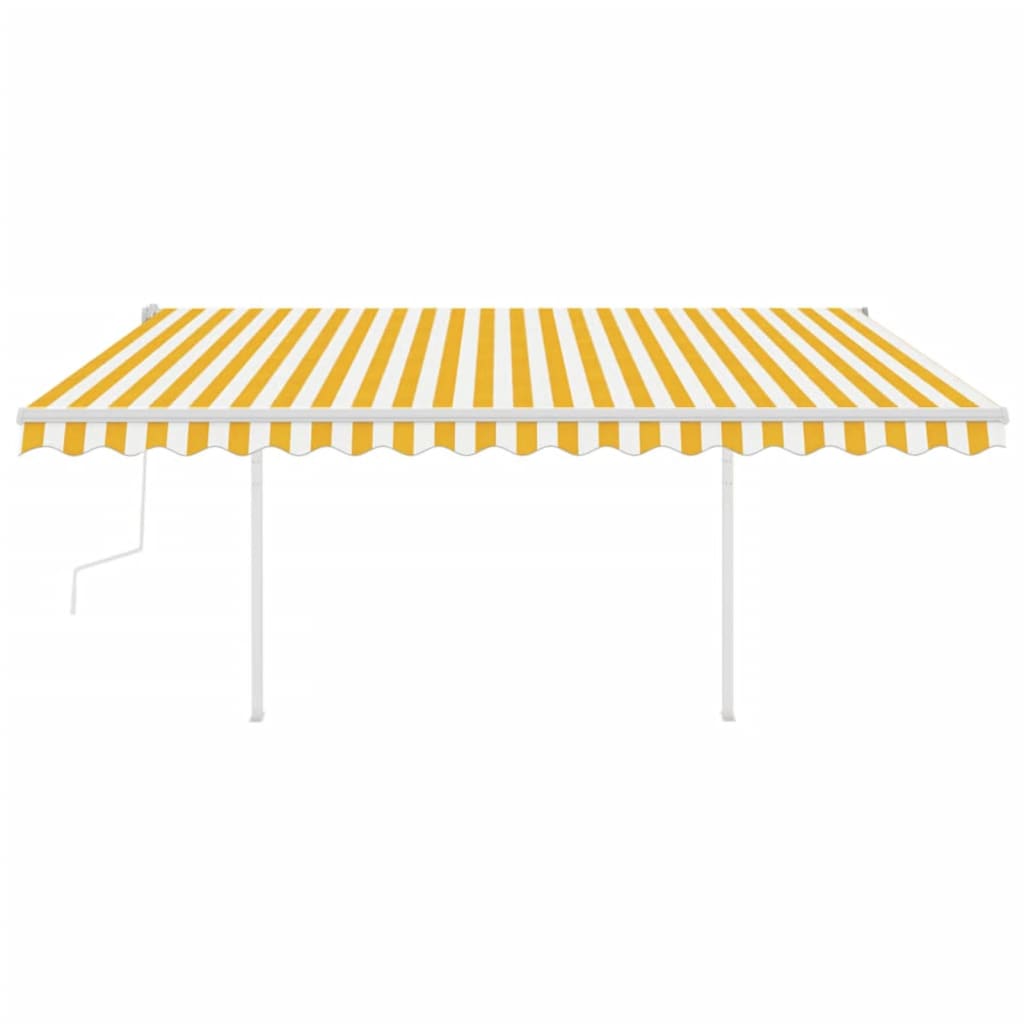 Tenda da Sole Retrattile Manuale con Pali 4x3m Gialla e Bianca 3069938