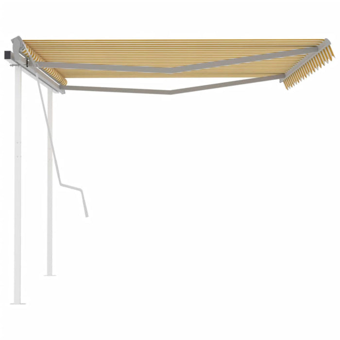 Tenda da Sole Retrattile Manuale con Pali 4x3m Gialla e Bianca 3069938