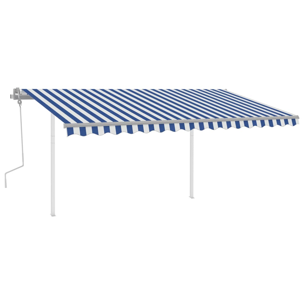 Tenda da Sole Retrattile Manuale con LED 4x3 m Blu e Bianca 3069941