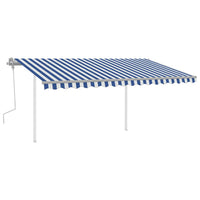 Tenda da Sole Retrattile Manuale con LED 4x3 m Blu e Bianca 3069941