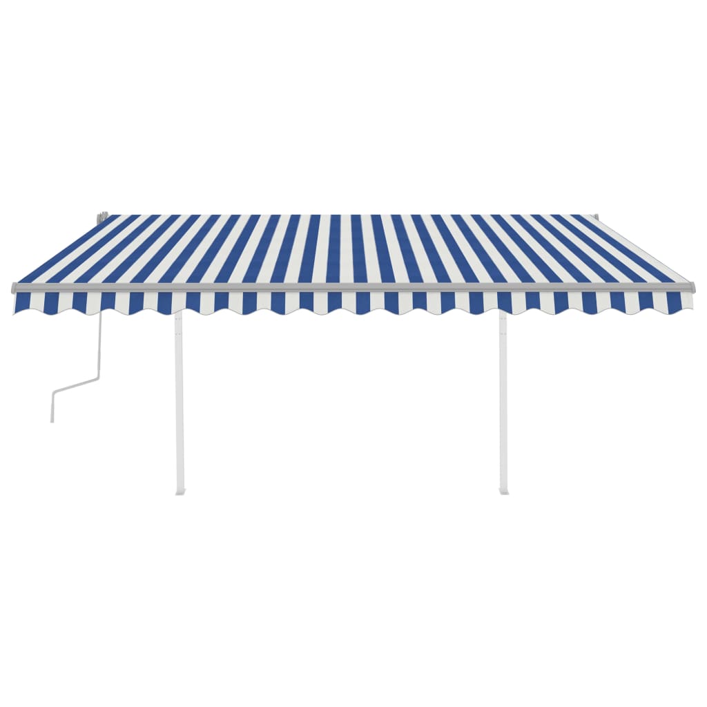 Tenda da Sole Retrattile Manuale con LED 4x3 m Blu e Bianca 3069941