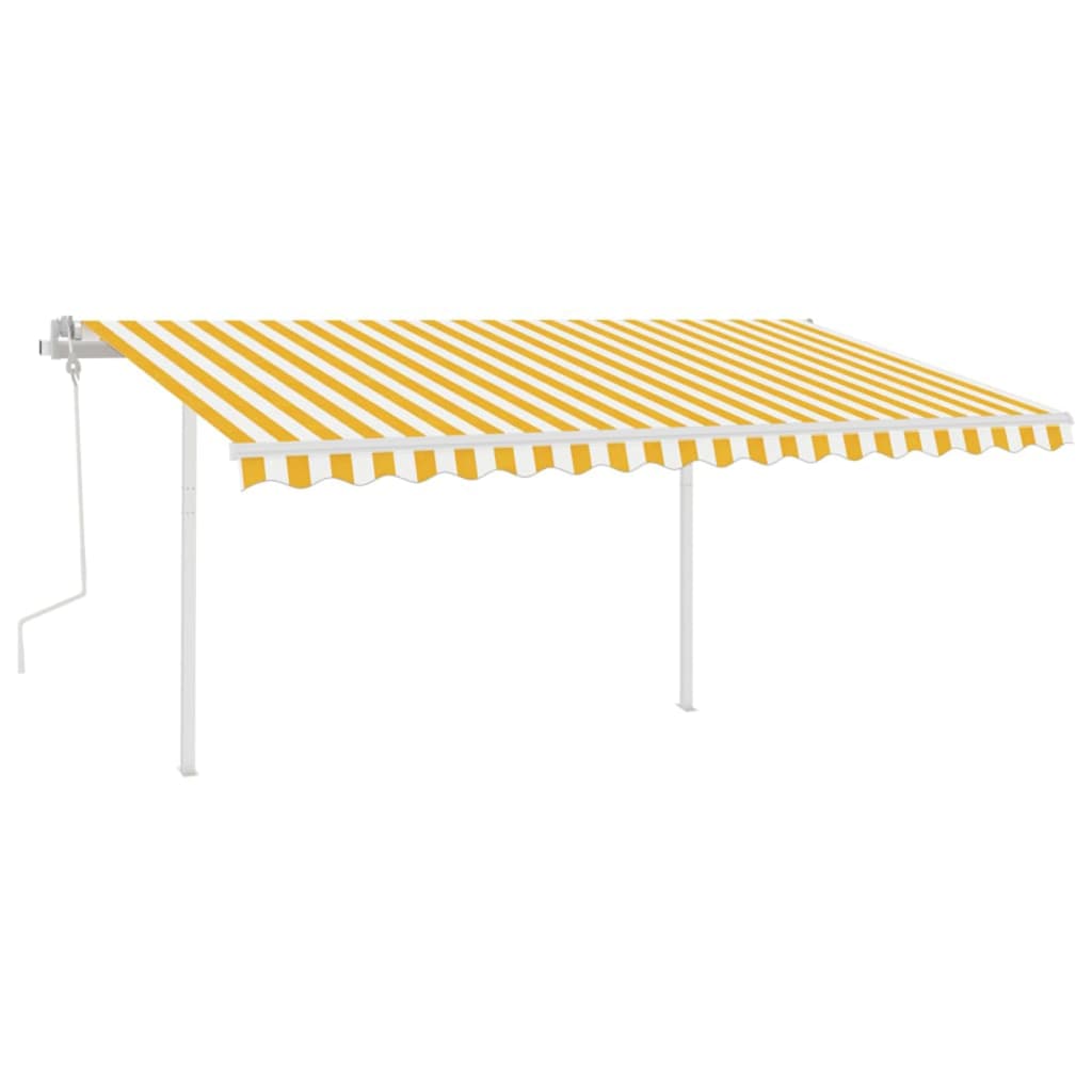 Tenda da Sole Retrattile Manuale con LED 4x3 m Gialla e Bianca cod mxl 43720